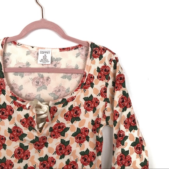 Esprit long sleeve floral knit tip with corset M - Picture 2 of 5